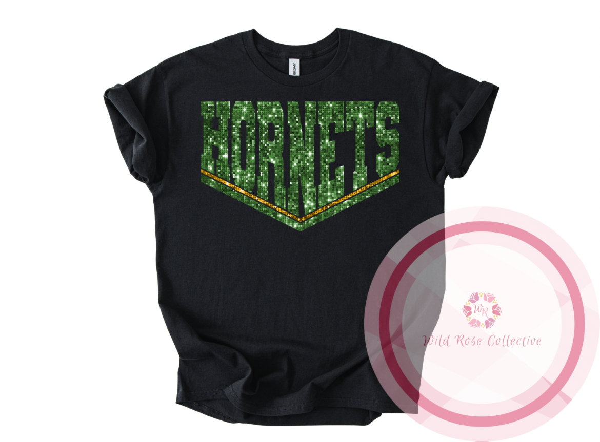 Hornets Dual Line Faux Sequins Tshirt
