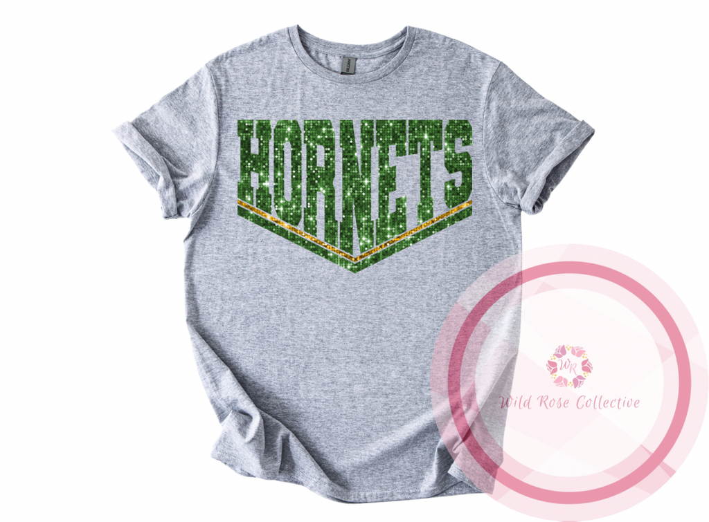 Hornets Dual Line Faux Sequins Tshirt