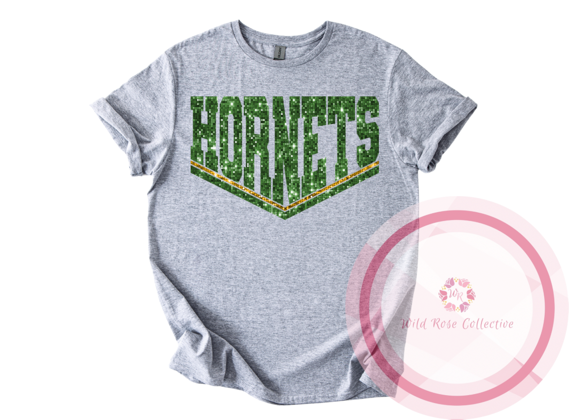 Hornets Dual Line Faux Sequins Tshirt
