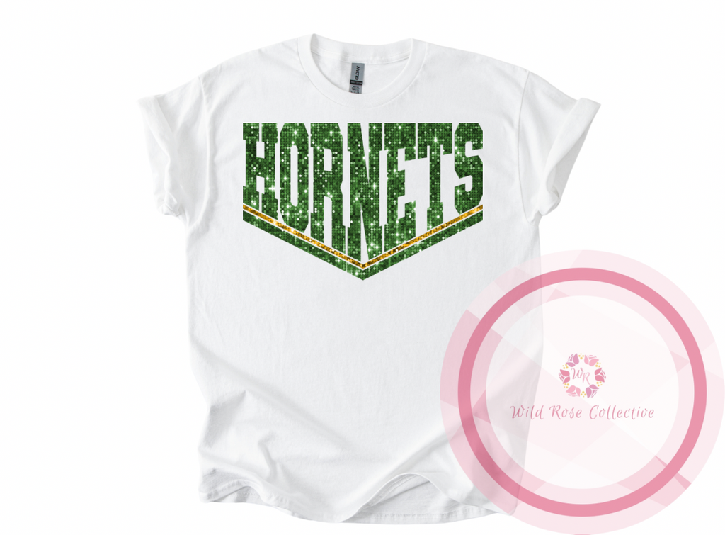 Hornets Dual Line Faux Sequins Tshirt