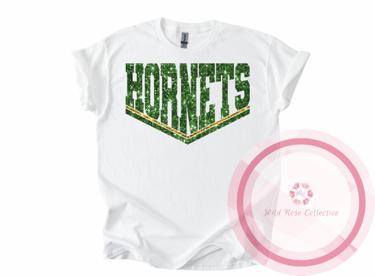 Hornets Dual Line Faux Sequins Tshirt