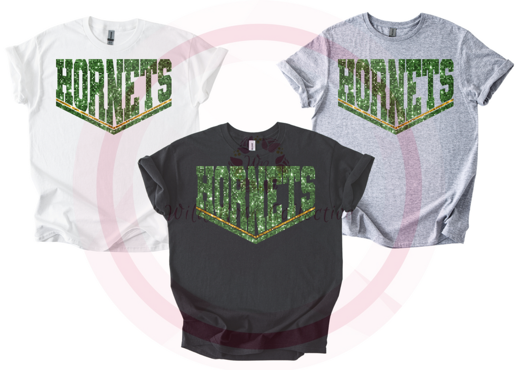 Hornets Dual Line Faux Sequins Tshirt