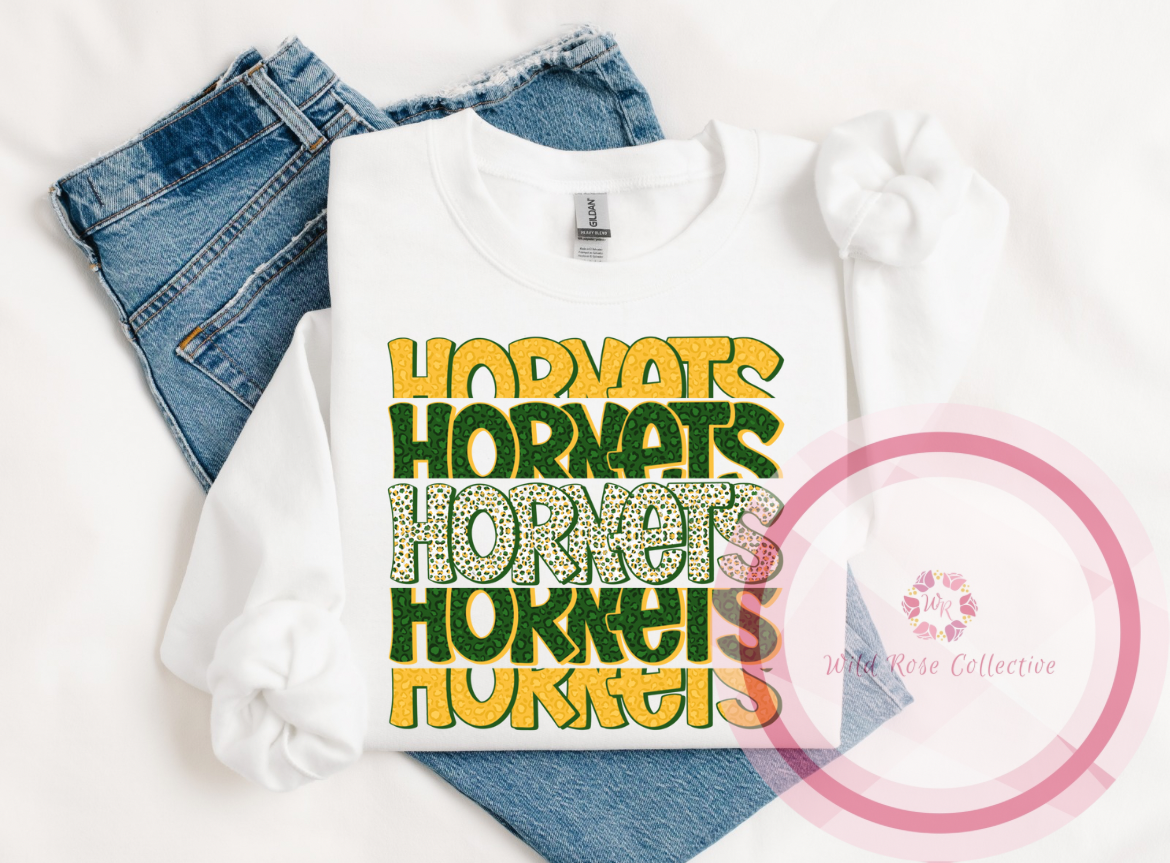 Hornets Green & Gold Cheetah Sweatshirt
