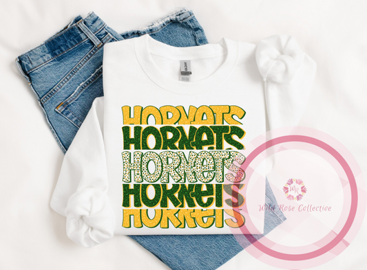 Hornets Green & Gold Cheetah Sweatshirt