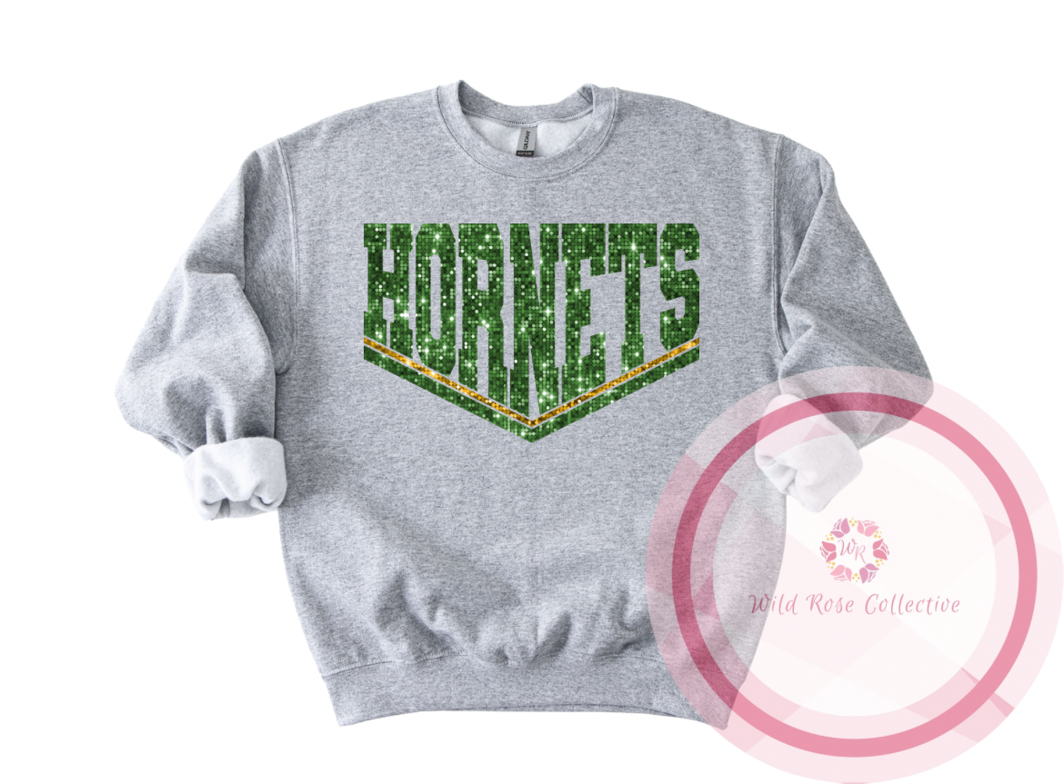 Hornets Dual Line Faux Sequins Sweatshirt