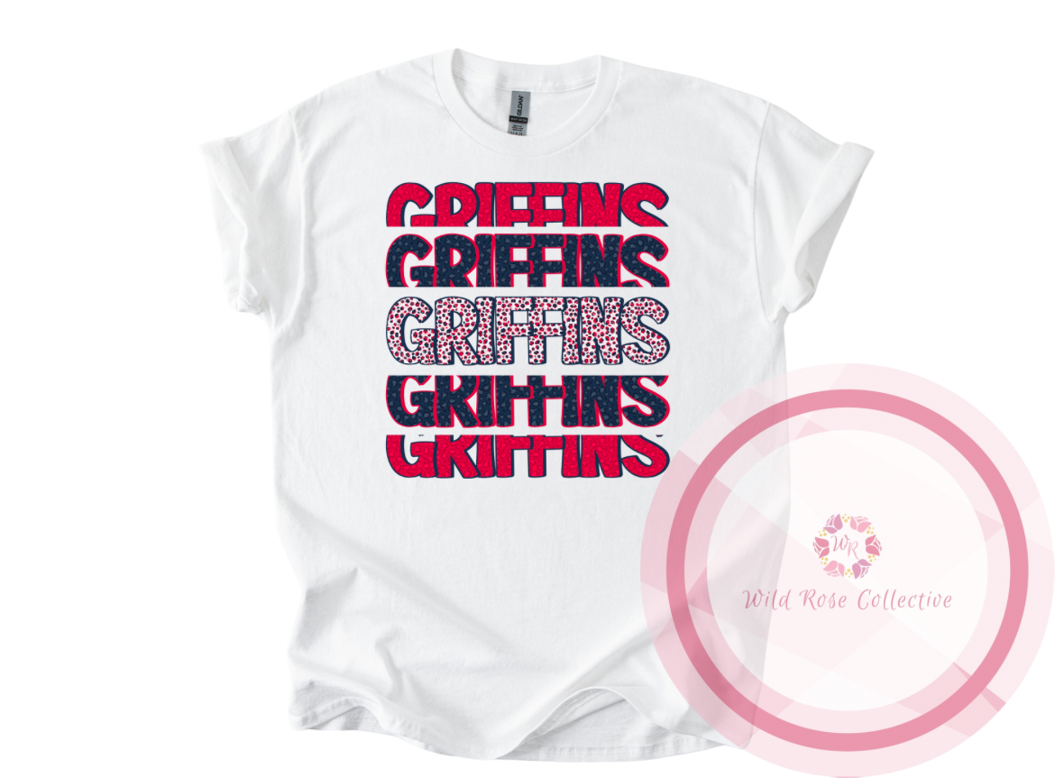 Griffins Navy & Red Cheetah Tshirt