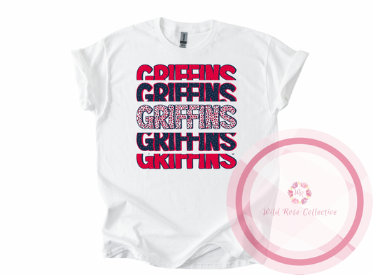 Griffins Navy & Red Cheetah Tshirt