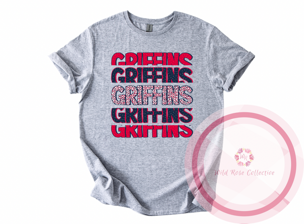 Griffins Navy & Red Cheetah Tshirt