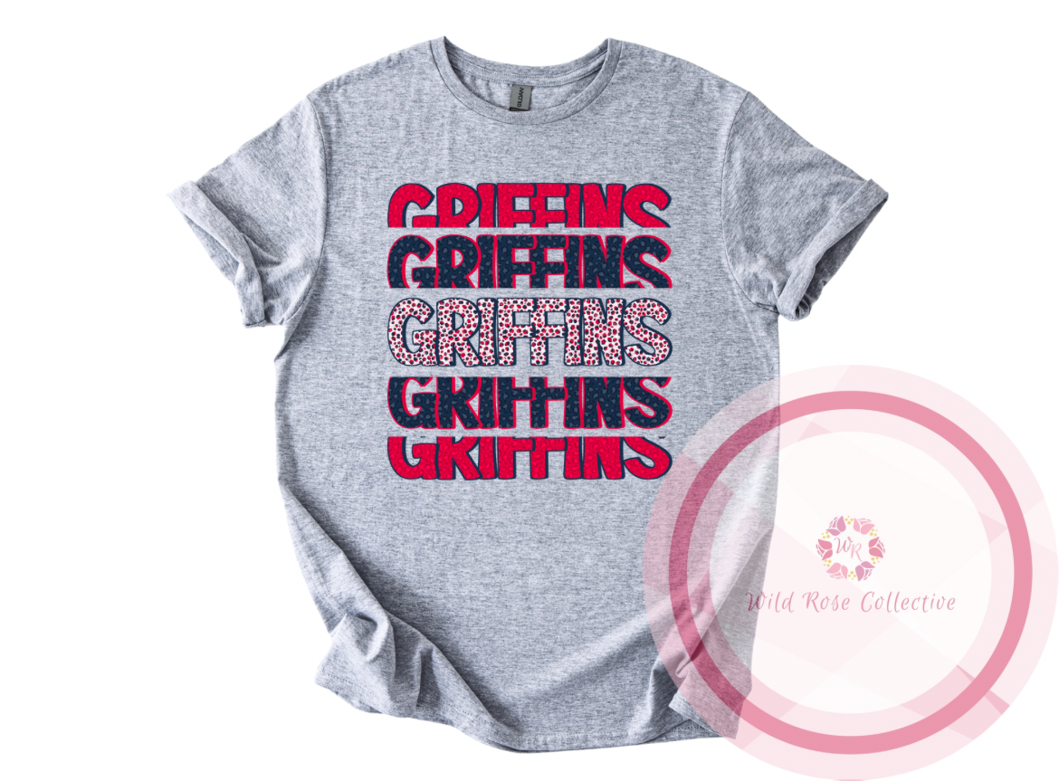 Griffins Navy & Red Cheetah Tshirt