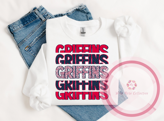 Griffins Navy & Red Cheetah Sweatshirt