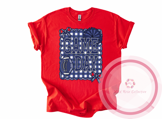 Game Day Tshirt - Navy Gingham