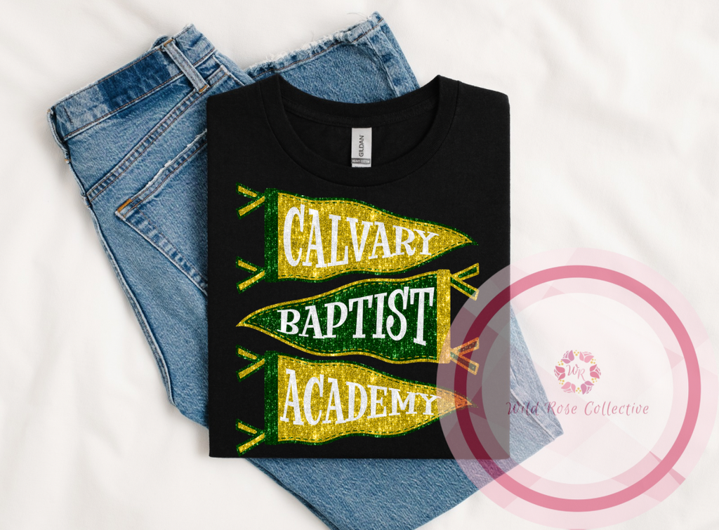 CBA Faux Sequin Pennant Flags Tshirt