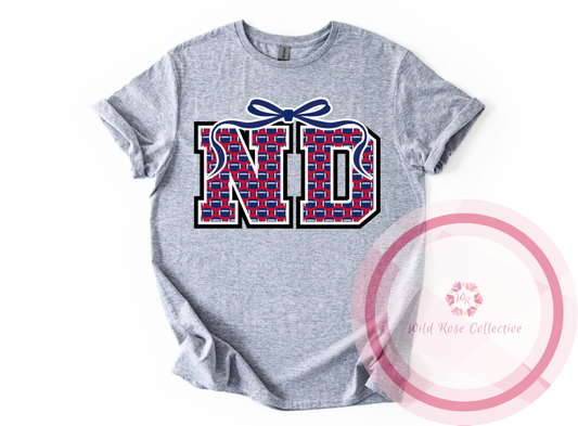 ND Football Letters Bow Tshirt
