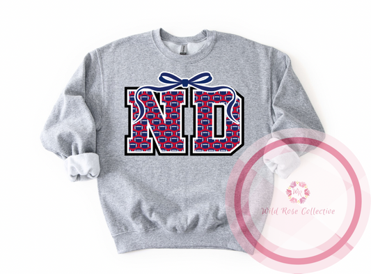 ND Football Letters Bow Sweatshirt