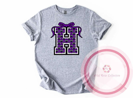 Hallsville Football Letter Bow Tshirt