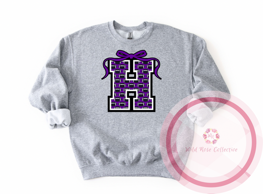 Hallsville Football Letter Bow Sweatshirt
