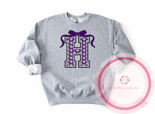 Hallsville Soccer Letter Bow Sweatshirt