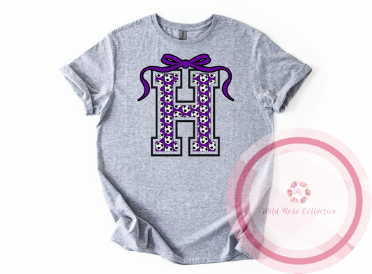 Hallsville Soccer Letter Bow Tshirt
