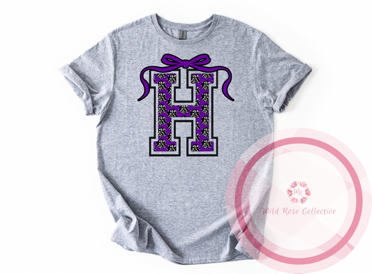 Hallsville Pom Pom Letter Bow Tshirt
