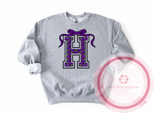 Hallsville Pom Pom Letter Bow Sweatshirt