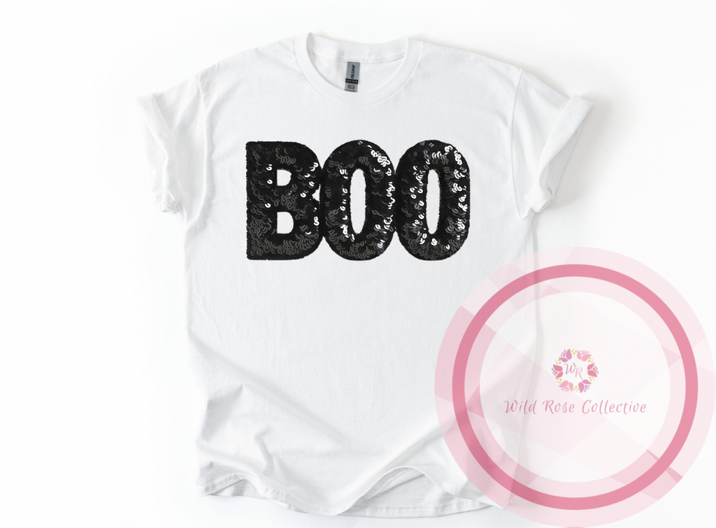 BOO Faux Sequins Tshirt
