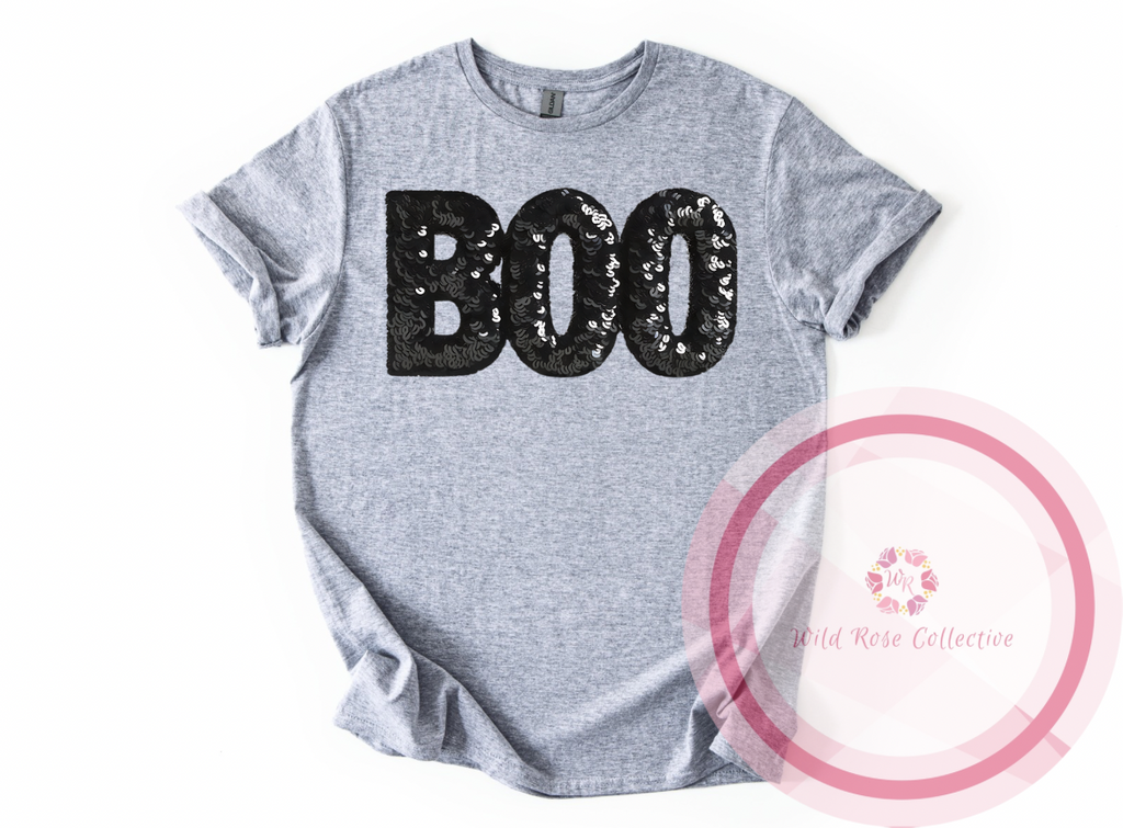BOO Faux Sequins Tshirt
