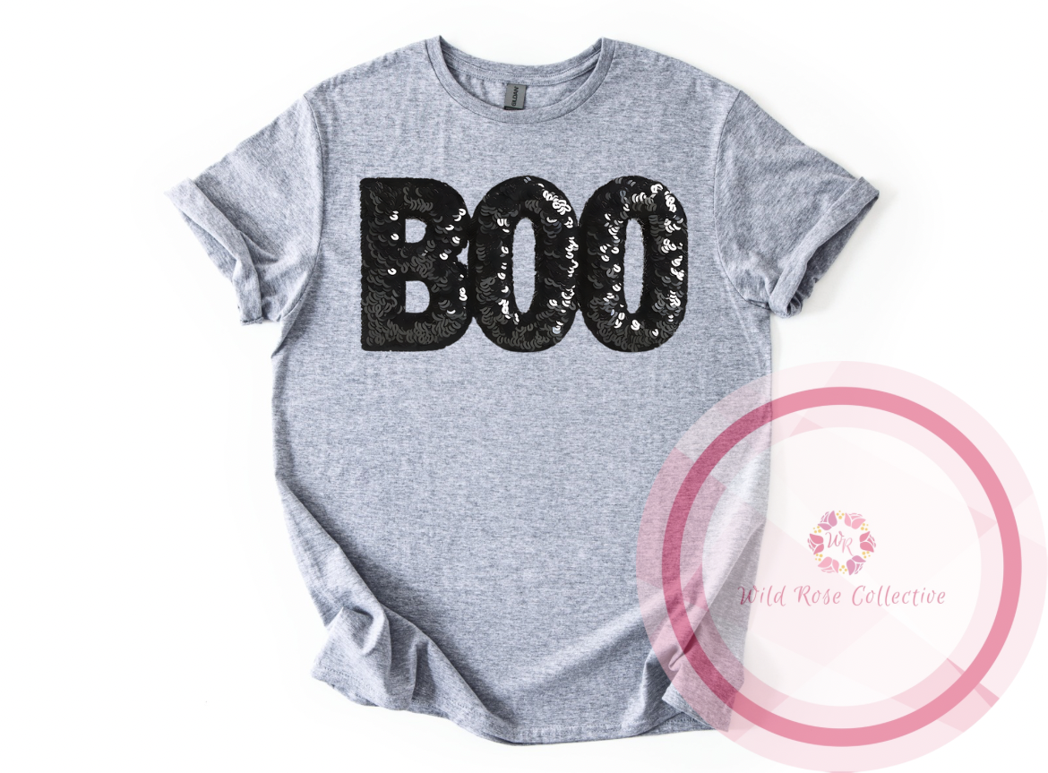 BOO Faux Sequins Tshirt