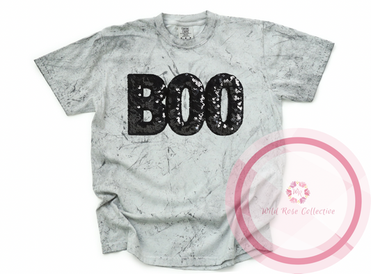 Boo Faux Sequins Color Blast Tshirt