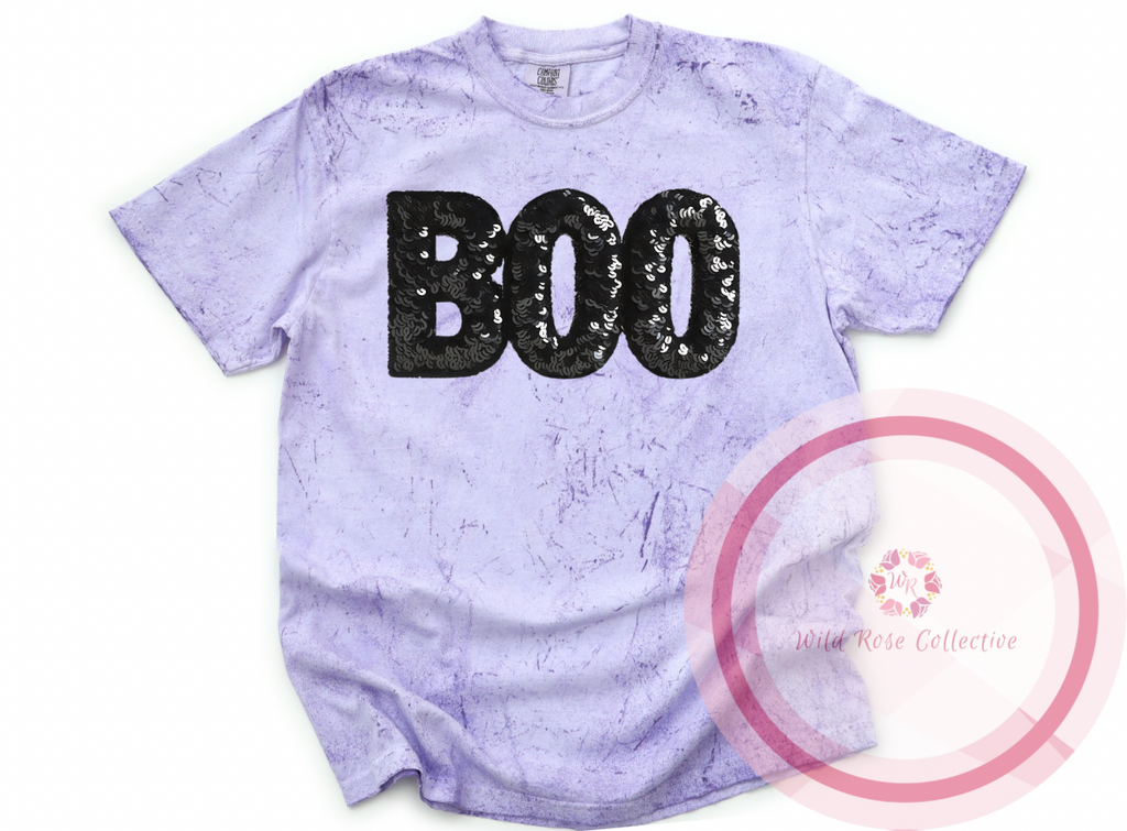 Boo Faux Sequins Color Blast Tshirt