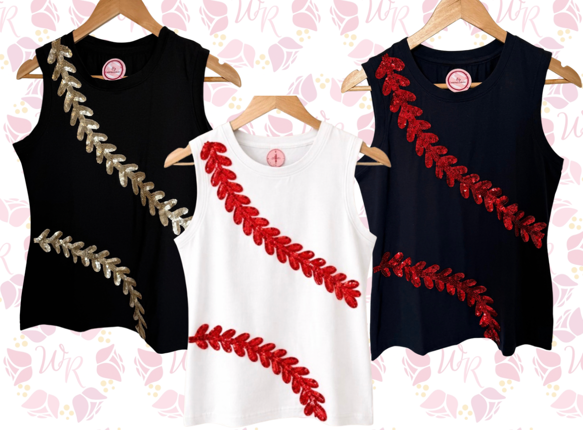 Sequin Baseball Laces Tank Top *IN STOCK*