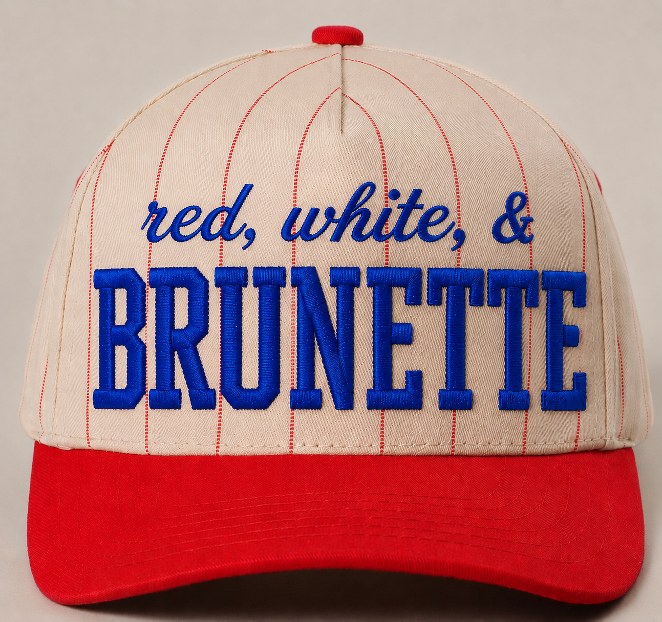 Red, White, & Brunette Canvas Trucker Hat