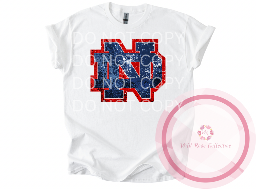 ND Logo Faux Sequins Tshirt