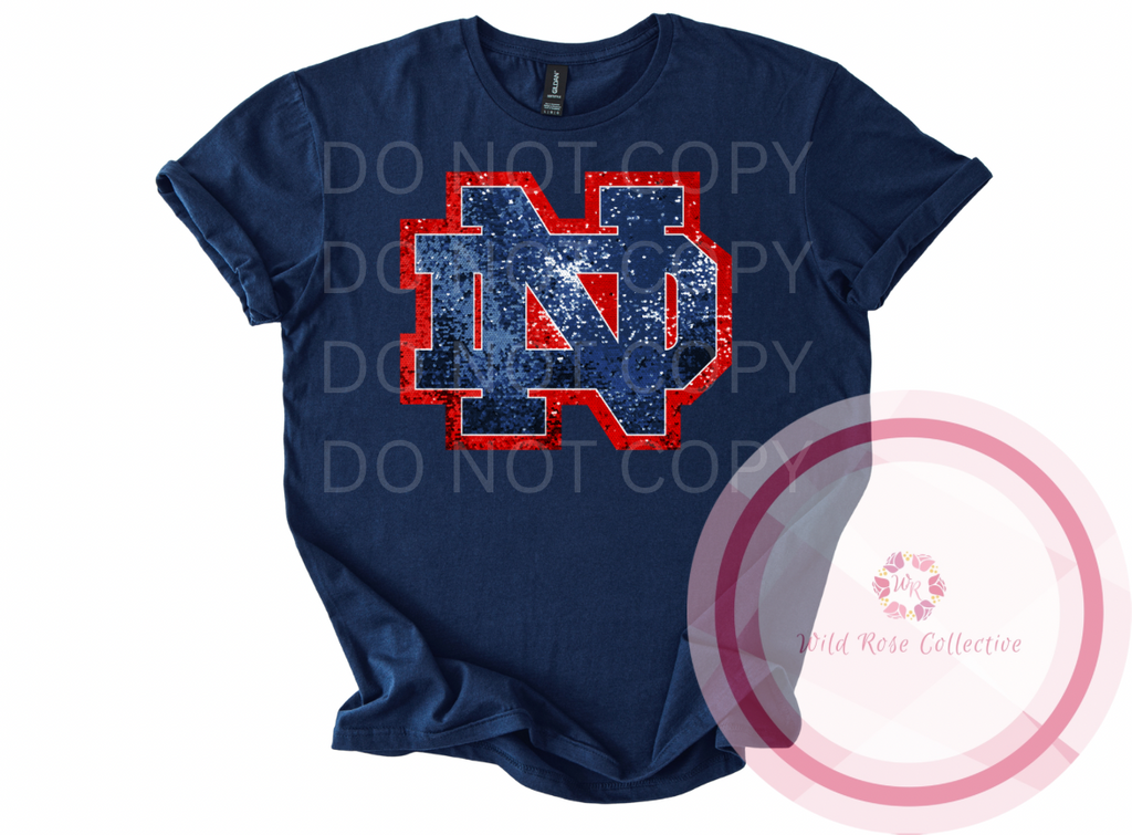 ND Logo Faux Sequins Tshirt