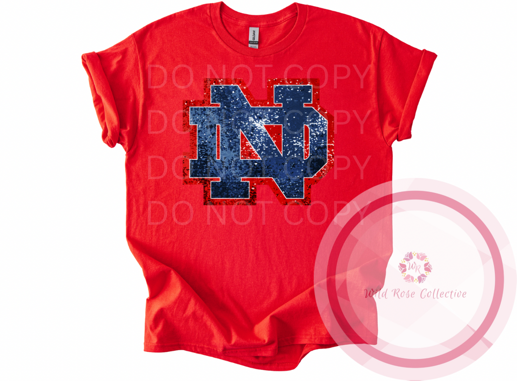 ND Logo Faux Sequins Tshirt