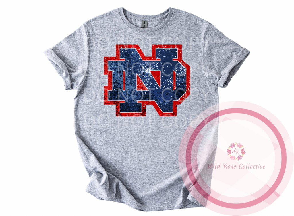 ND Logo Faux Sequins Tshirt
