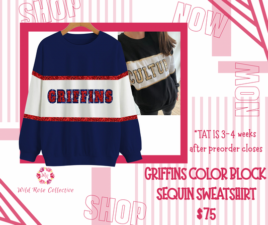 *PREORDER* Griffins Color Block Sequin Sweatshirt