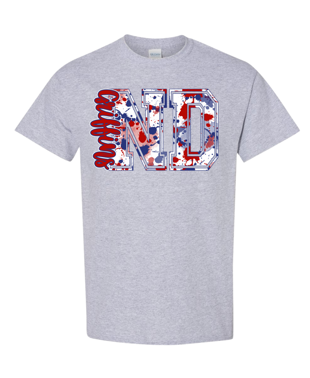 ND Griffins navy & red splatter