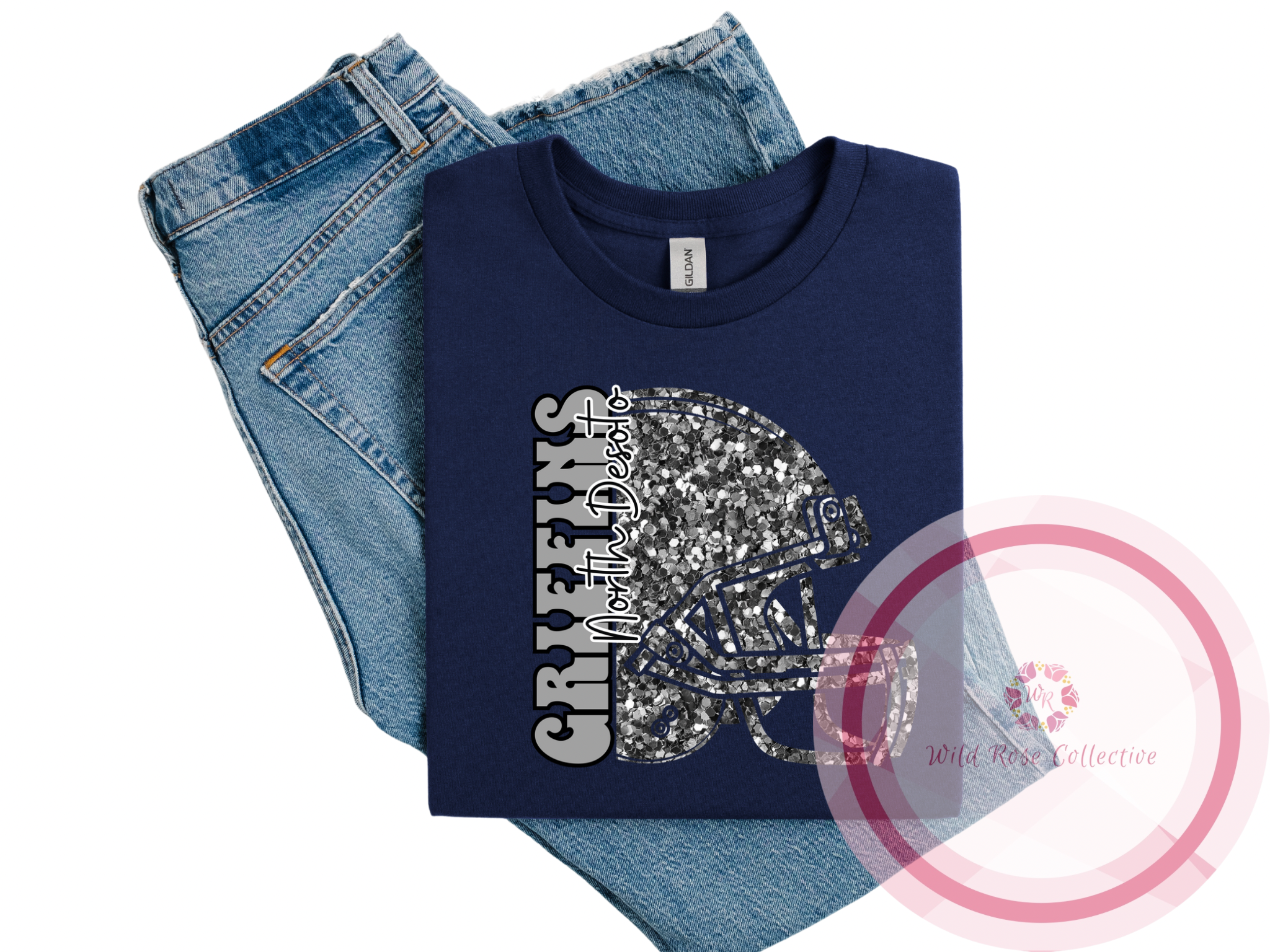 Griffins faux sequins helmet tshirt