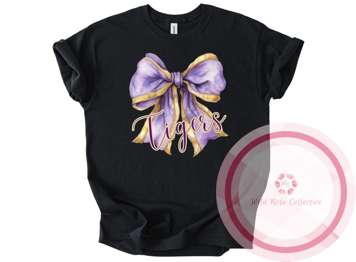 Tigers Watercolor Bow Tshirt