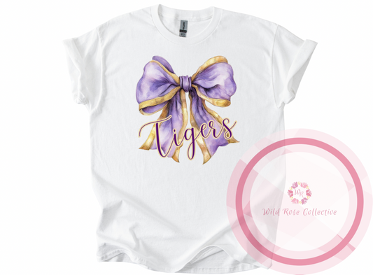 Tigers Watercolor Bow Tshirt