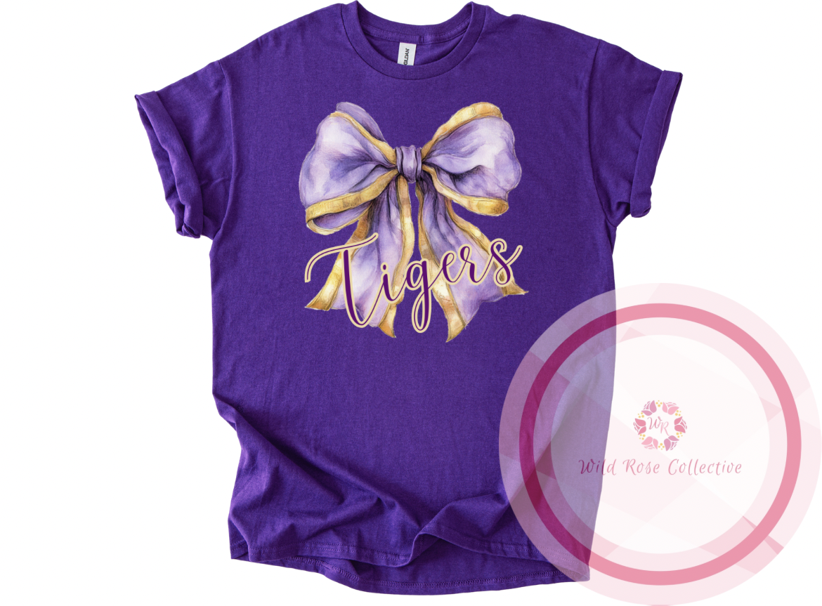 Tigers Watercolor Bow Tshirt