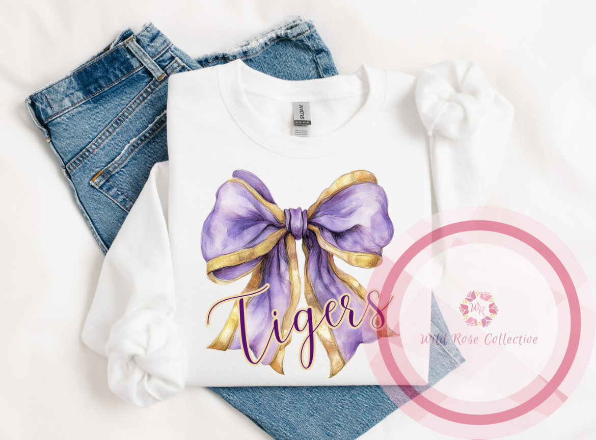 Tigers Watercolor Bow Sweatshirt