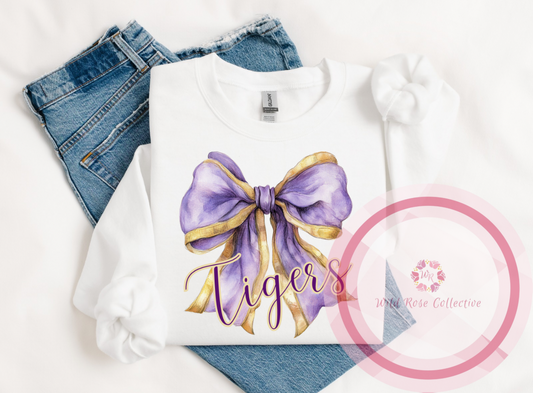 Tigers Watercolor Bow Sweatshirt