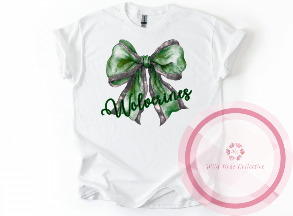 Wolverines Watercolor Bow Tshirt