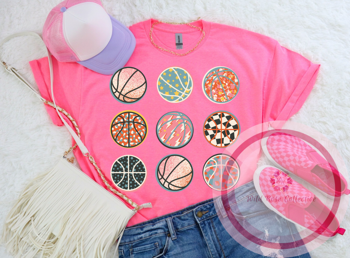 Pink Retro Basketball Tshirt
