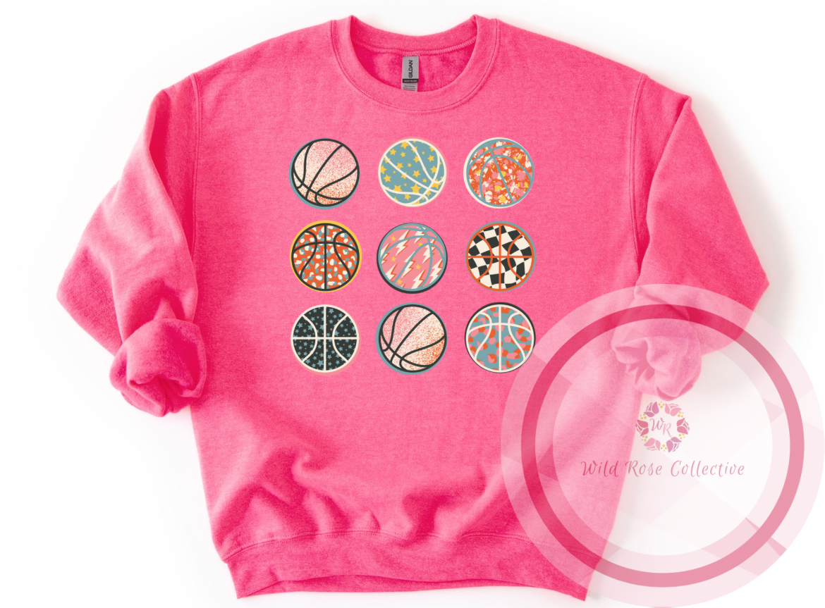 Pink Retro Basketball Sweatshirt