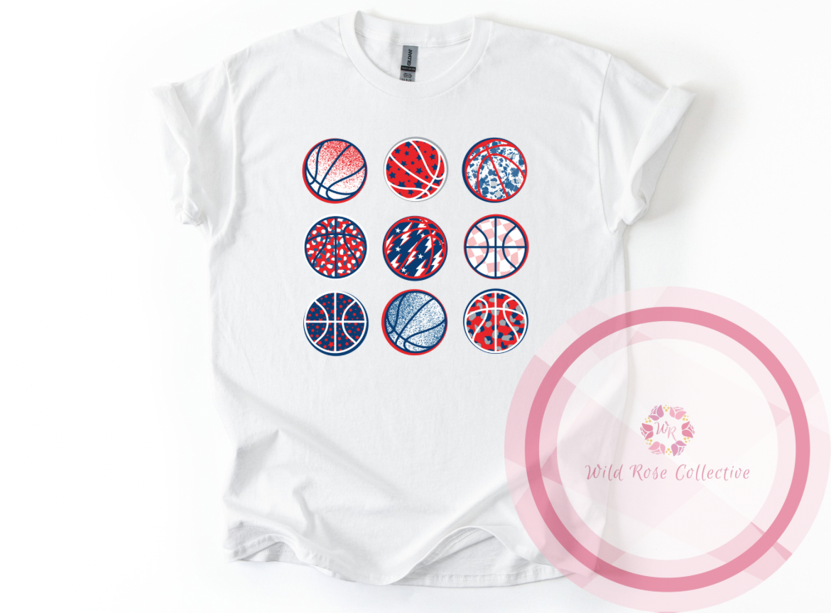 Navy & Red Basketball Tshirt