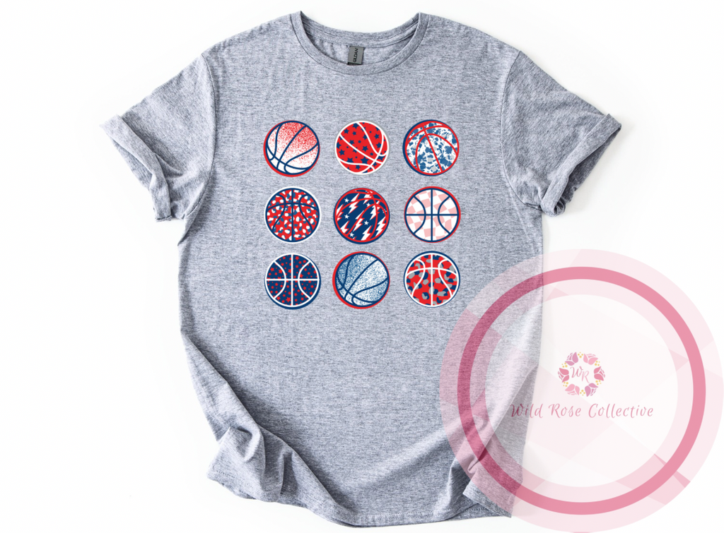 Navy & Red Basketball Tshirt