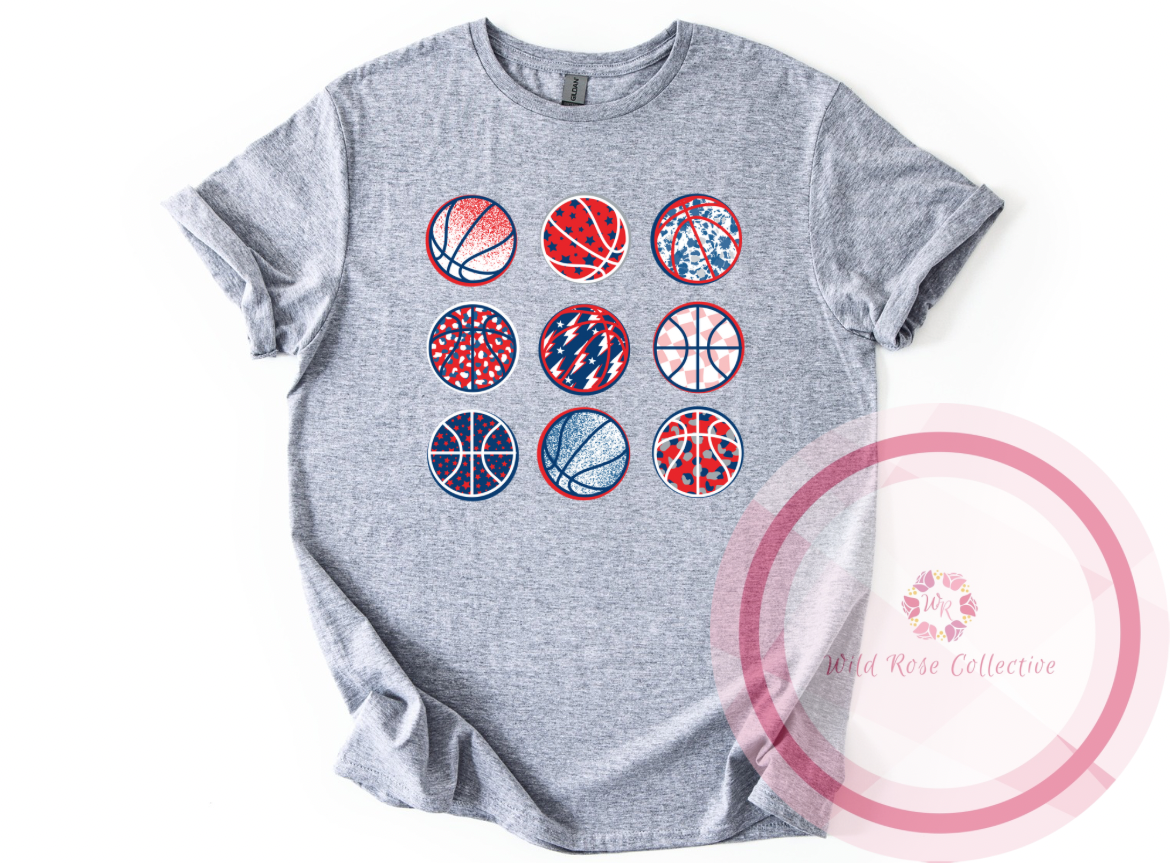 Navy & Red Basketball Tshirt