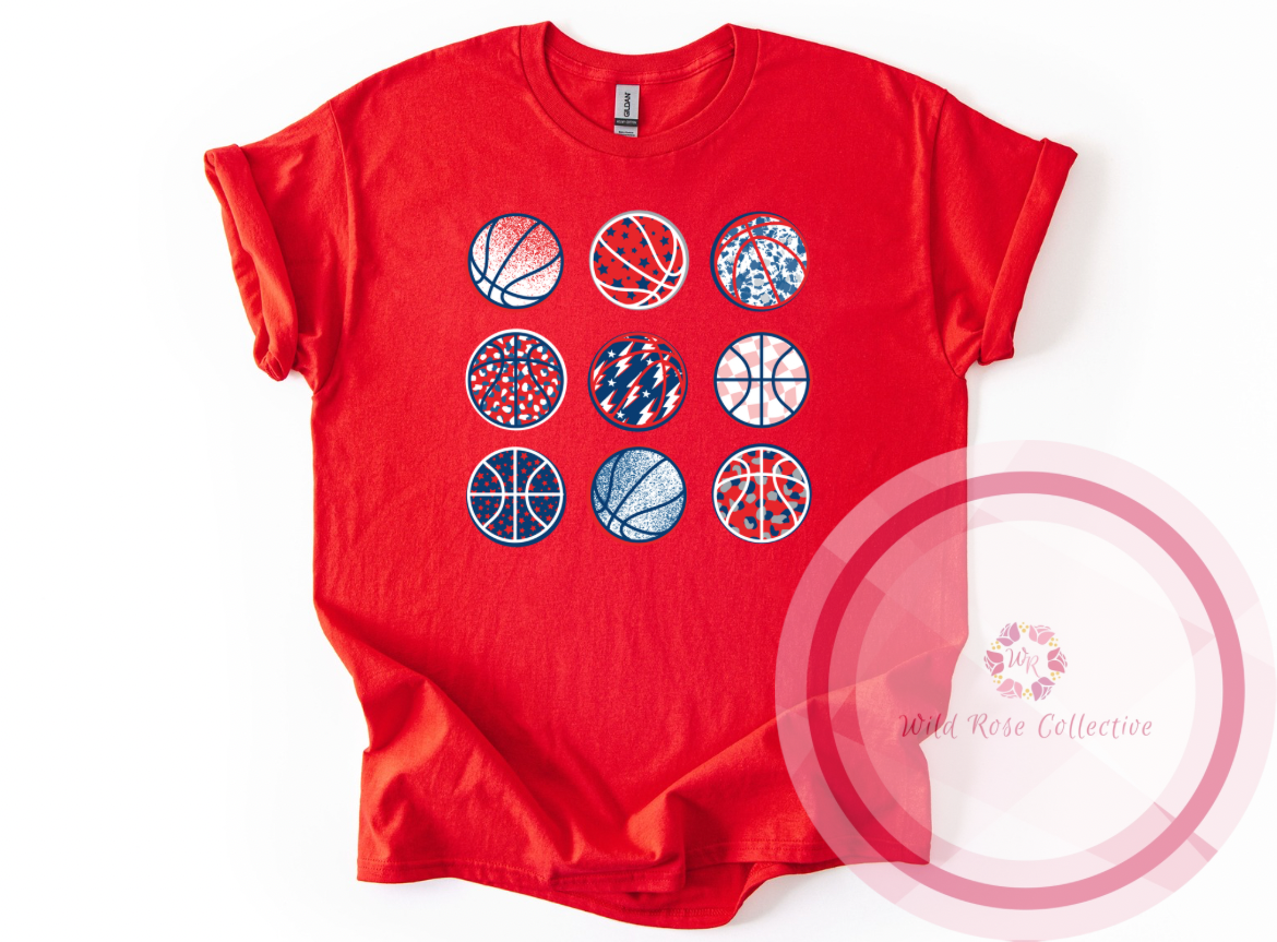 Navy & Red Basketball Tshirt